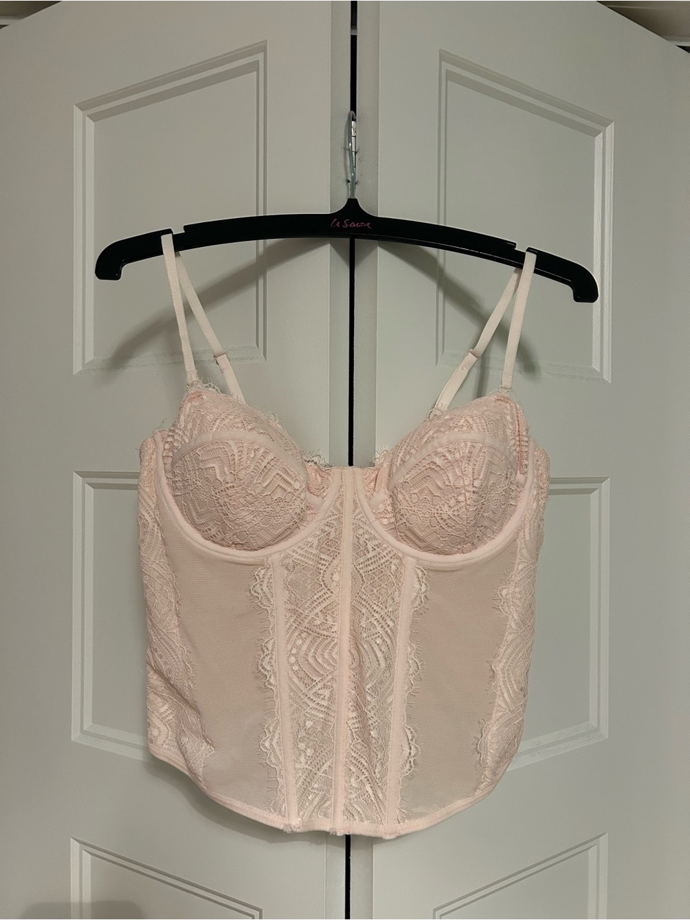 Garage Blush Pink Lace Longline Bustier Bra